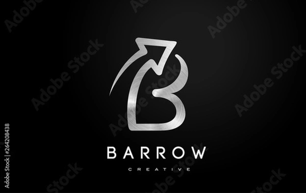 Fototapeta Silver B Logo. B Letter Icon Design Vector