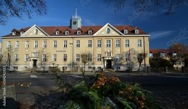Obraz Town Hall in Falkensee in Brandenburg (Rathaus in Falkensee), near Berlin Spandau on November 13, 2016, Germany
