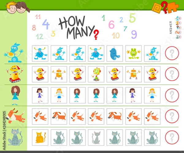 Fototapeta counting game with cartoon characters