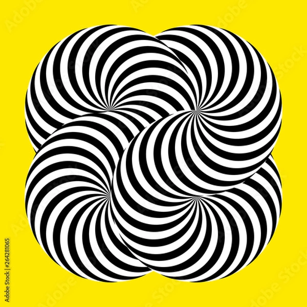 Obraz Infinity symbol of interlaced circles. Impossible shape on color background. Optical illusion with striped lines. Black white stripes of circle.