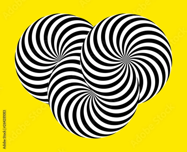 Obraz Infinity symbol of interlaced circles. Impossible shape on color background. Optical illusion with striped lines. Black white stripes of circle.