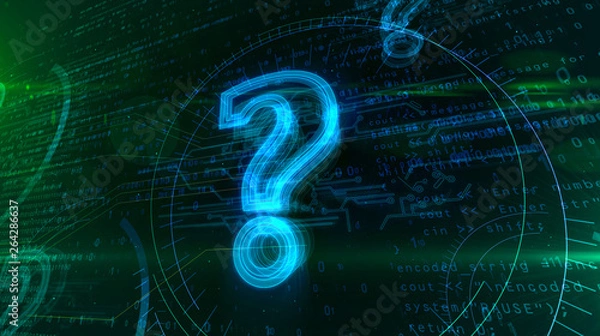 Fototapeta Question mark on cyber background