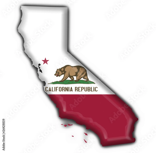 Obraz California (USA State) button flag map shape