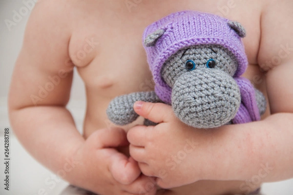 Obraz crochet small gray hippo