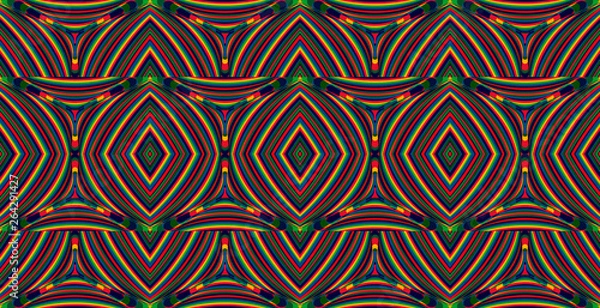 Obraz Color seamless pattern with hypnotic trance texture. Multicolored glitched background. Op art unique bright kaleidoscope. Psychedelic trippy art.