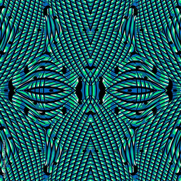 Obraz Color seamless pattern with hypnotic trance texture. Multicolored glitched background. Op art unique bright kaleidoscope. Psychedelic trippy art.