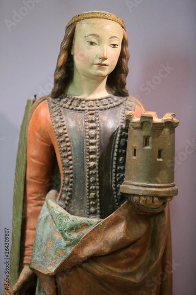Fototapeta Sainte-Barbe. Ancien Hôpital Saint-Joseph. (Allier). Bourbonnais. Dernier quart du XVème siècle. Musée de La Visitation. Moulins. / Saint Barbara. Moulins Cathedral Basilica. 