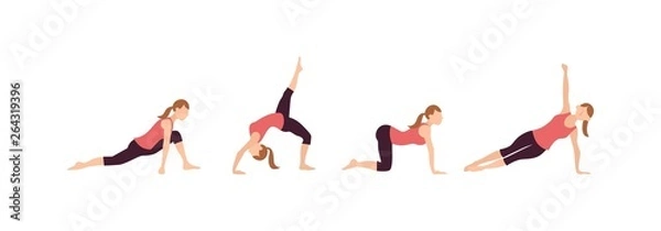 Obraz Woman poses yoga exercise vector