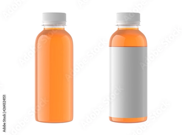 Fototapeta juice bottle mockup isolated on white background, 3D rendering