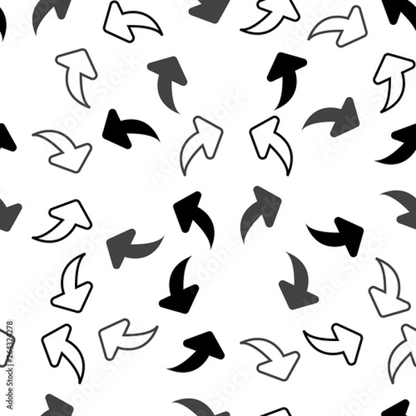 Obraz Black and gray arrows pattern on white background. Seamless vector pattern.
