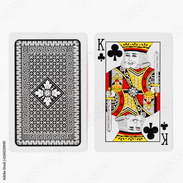 Fototapeta Playing Cards King card suite and back white background mockup