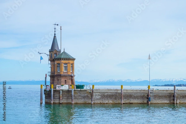 Fototapeta The harbor and pier of Konstanz (Constance) on Lake Constance (Bodensee)