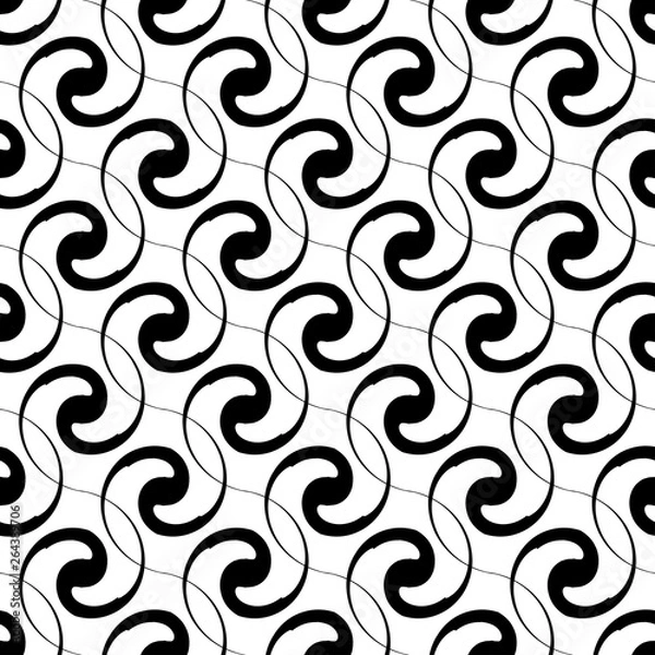 Obraz Black patterns on white background. Seamless pattern. Abstract vector.