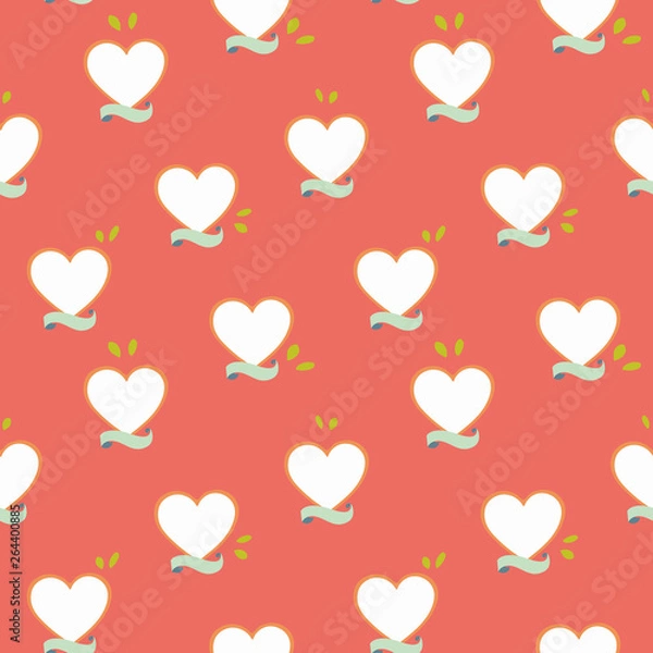 Fototapeta Red pattern with heart and banner.