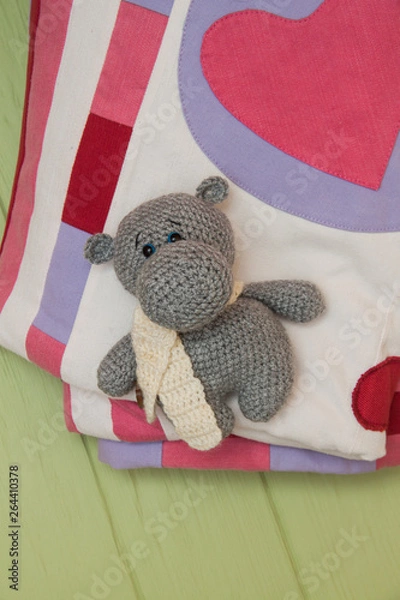 Obraz Gray Little Crocheted Hippo