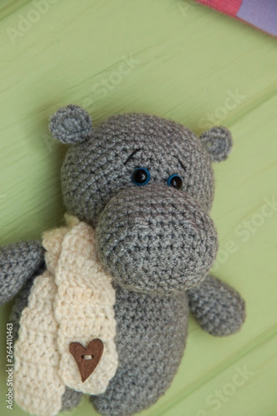 Obraz Gray Little Crocheted Hippo