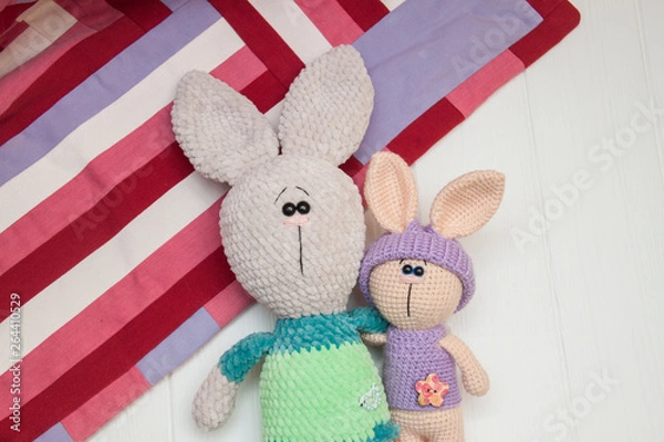 Obraz Big and small crocheted bunnies