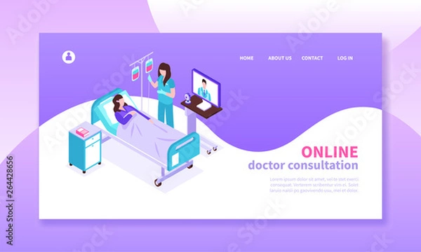 Fototapeta Online Medicine Isometric Banner