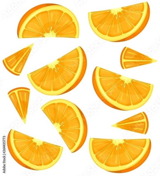 Fototapeta Oranges background or pattern isolated on white. Colorful summer oranges. Vector illustration