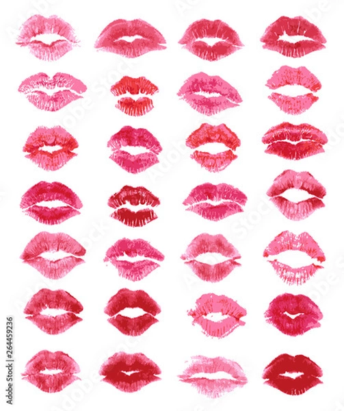 Fototapeta Vector Red lips imprint isolated on white background