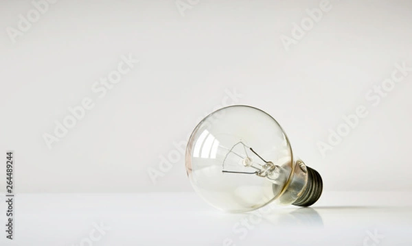 Obraz Light bulb lying on bright background with copy space