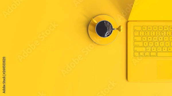 Fototapeta minimal idea concept. coffee yellow cup.