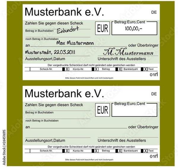 Obraz Scheck Vordruck