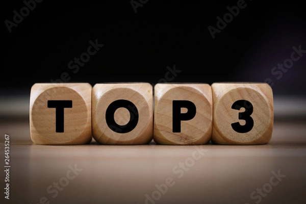 Fototapeta Wooden Blocks With Top 3 Text