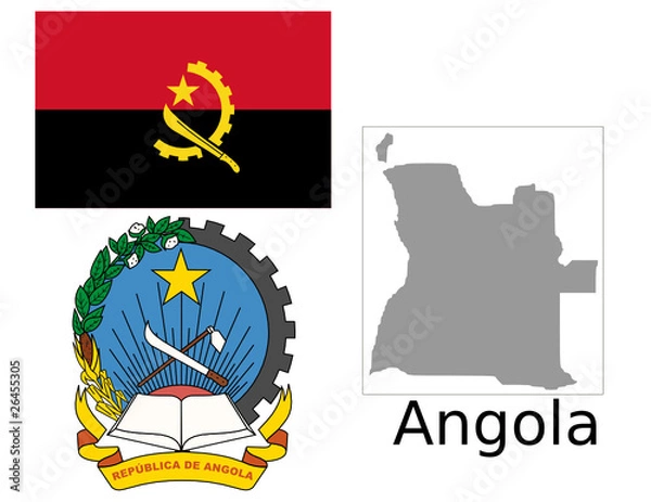 Obraz Angola flag national emblem map