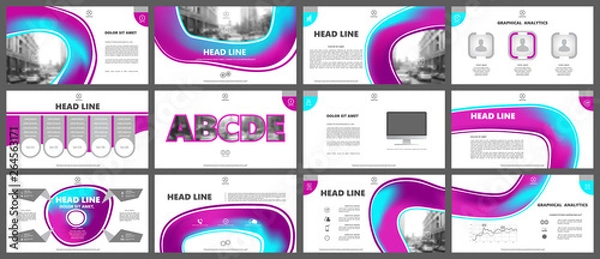 Fototapeta Set of infographic elements for presentation templates. Corporate Business Card. Modern brochure, layout. Flyer design.