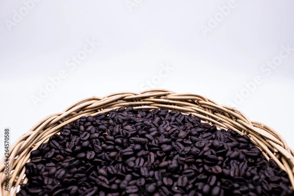 Obraz Hot coffee beans on white background
