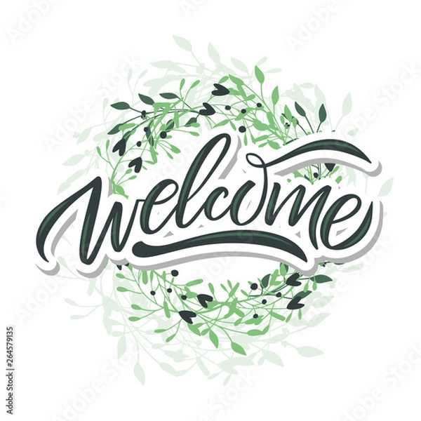 Obraz Hand sketched Welcome lettering typography. Drawn art sign.