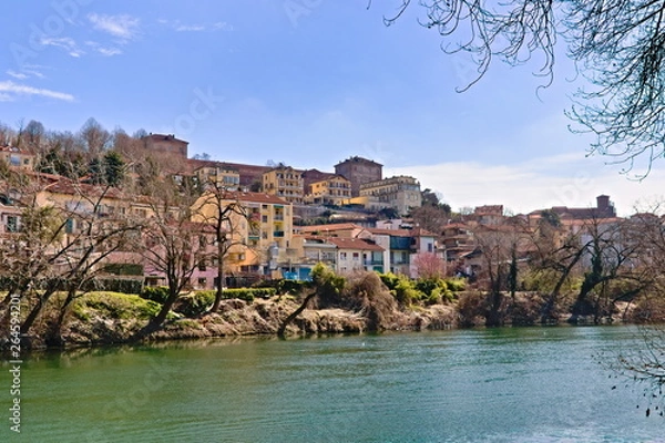Obraz The Castle of Moncalieri is a palace in Moncalieri (Turin), Piedmont, in northern Italy. It was one of the Residences of the Royal House of Savoy. Bright spring morning with blue sky