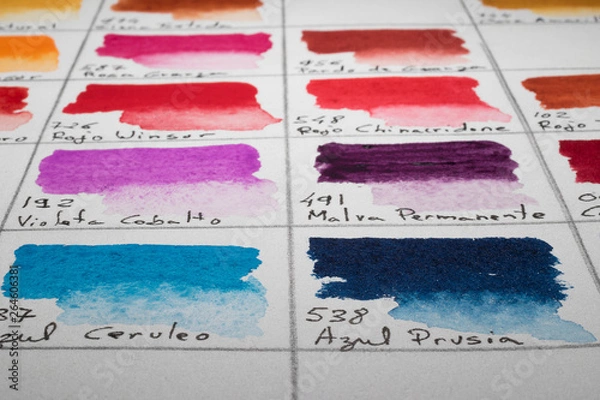 Obraz Watercolor color chart