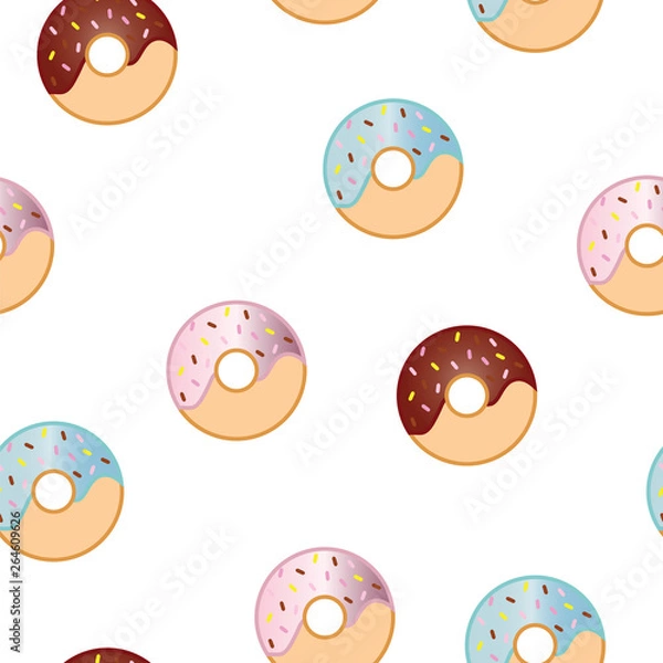 Fototapeta seamless pattern with colorful donuts vector