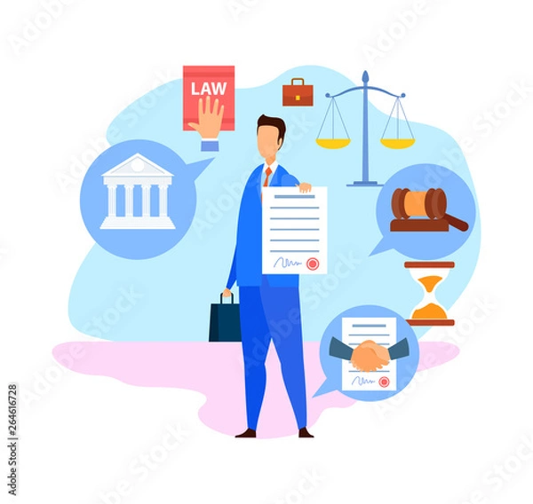 Obraz Corporate Lawyer, Advisor Flat Vector Character