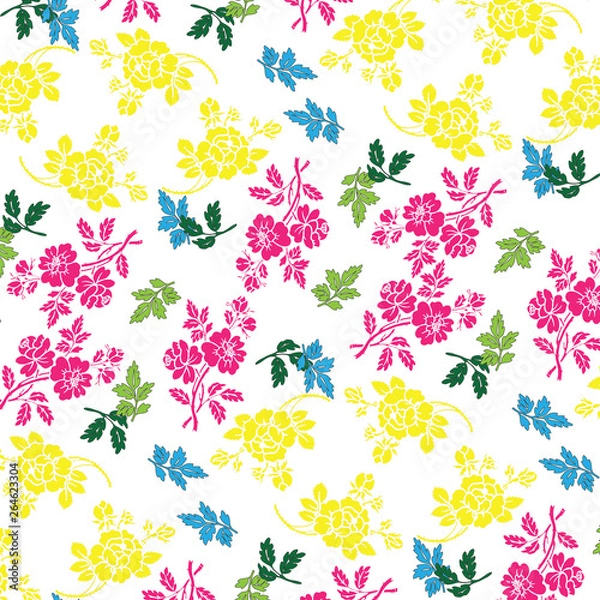 Fototapeta Fashionable pattern in small flowers. Floral background for textiles.