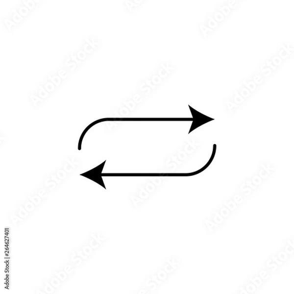 Fototapeta black direction arrow like transfer. simple flat trend modern linear logotype graphic art design isolated on white background. concept of info fast transference for website and abstract traffic badge