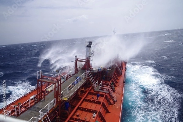 Fototapeta Chemical tanker during bad weather at Atlantic