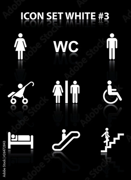 Obraz Icon set white #3