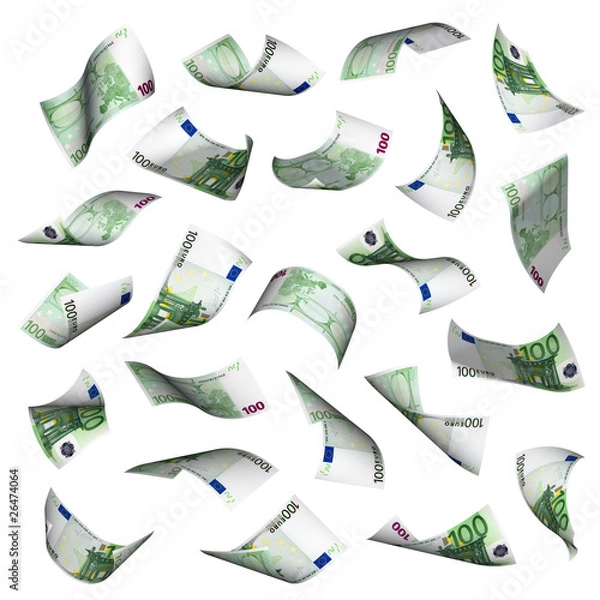 Obraz Hundred euro bills falling