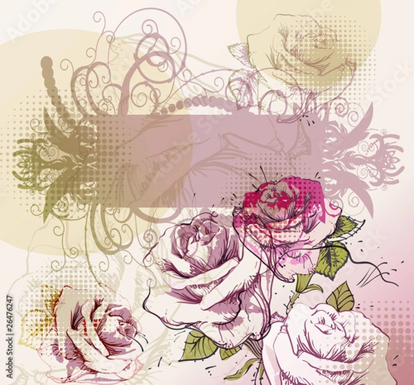 Obraz rich frame with blossoming roses