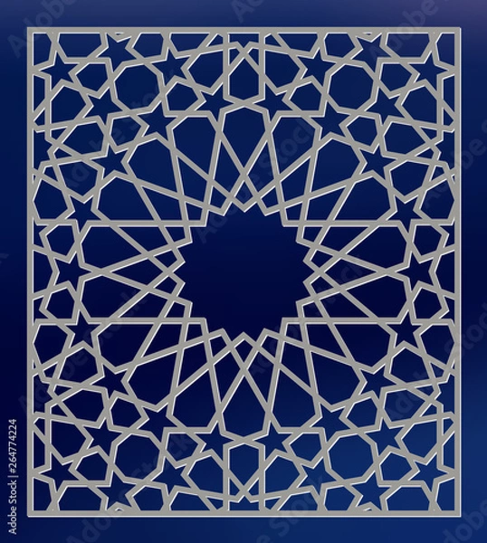 Obraz Template for laser cutting. Decorative panel with oriental geometric pattern.