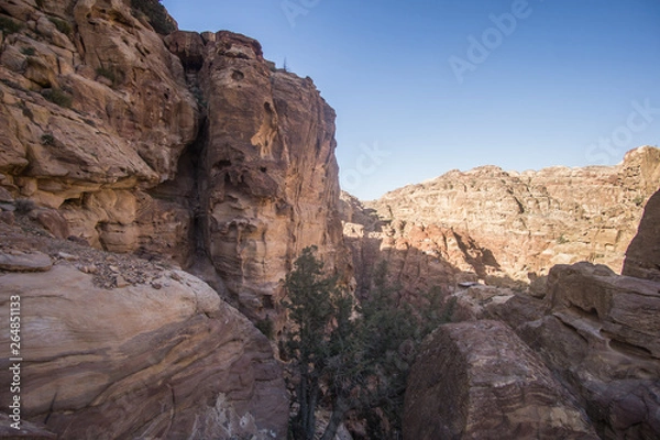 Fototapeta A great sunny day in the Petra national park , except from the amazing treasury there is a full park to discover ! 