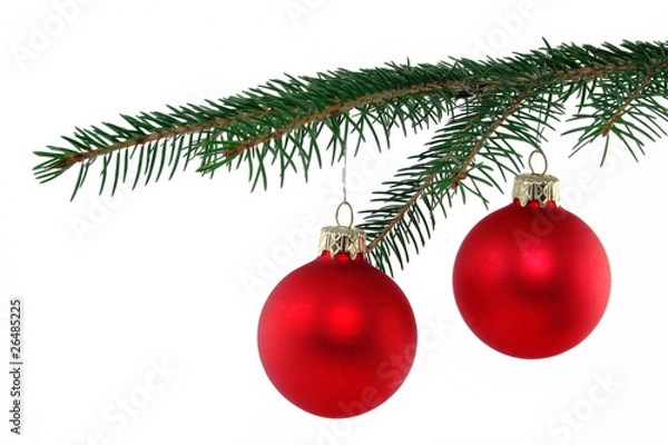 Obraz weihnachtskugeln an tannenzweig