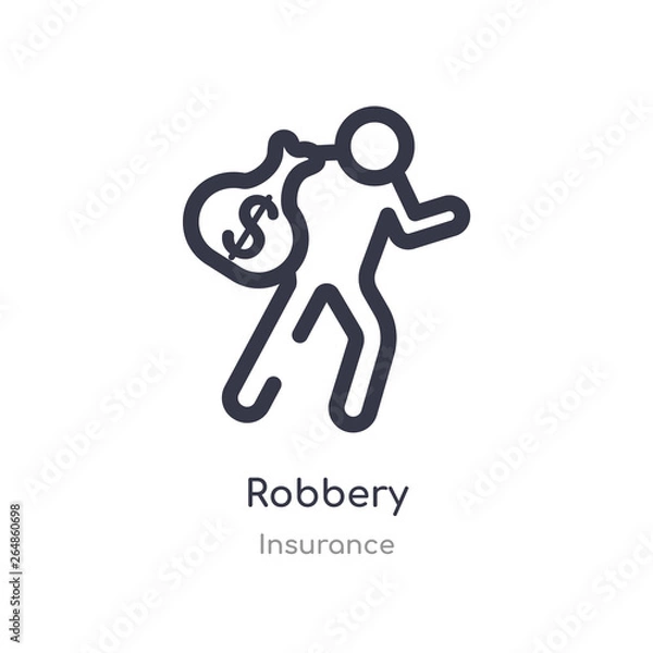 Obraz robbery outline icon. isolated line vector illustration from insurance collection. editable thin stroke robbery icon on white background