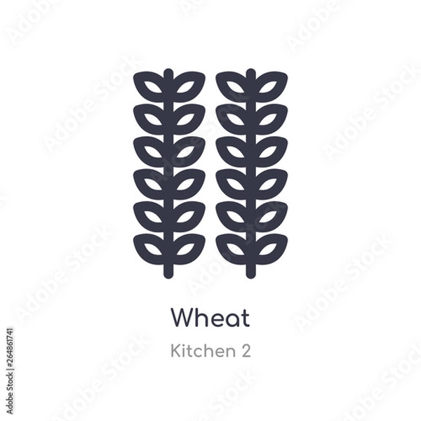 Fototapeta wheat outline icon. isolated line vector illustration from kitchen 2 collection. editable thin stroke wheat icon on white background