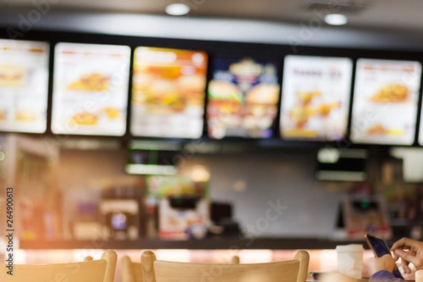 Fototapeta Rozmycie obrazu restauracji typu fast food, użyj dla nieostre tło.