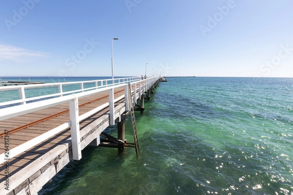 Obraz Busselton Jetty, Western Australia is the second longest wooden jetty in the world at 1841 meters long.