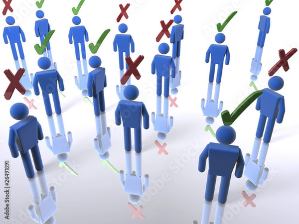 Fototapeta 3D voters with ticks or X's